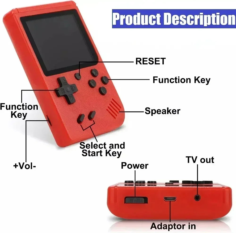 Portátil Retro Mini Console de Videogame, 8-Bit Handheld Player, Embutido 400 Jogos, AV Out, Console para Menino, Novo