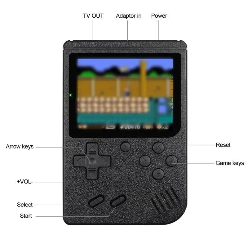 Portátil Retro Mini Console de Videogame, 8-Bit Handheld Player, Embutido 400 Jogos, AV Out, Console para Menino, Novo