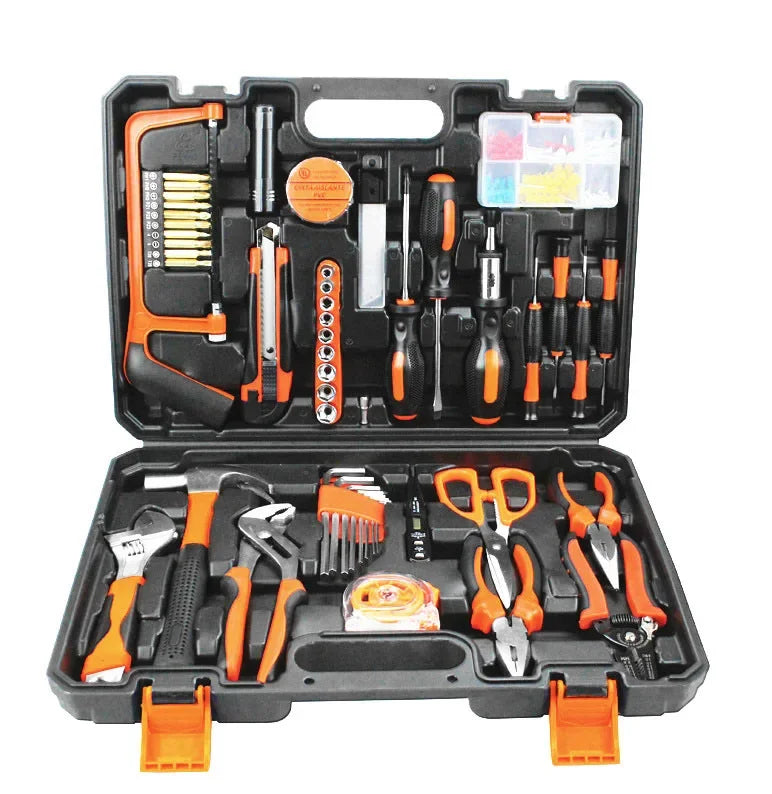 Manual Hardware Toolbox Combination Sets, Electricista Sets, Chaves, Alicate, Chaves de Fenda, Tesoura, Caneta Elétrica, Presente, 102Pcs