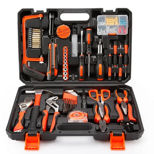 Manual Hardware Toolbox Combination Sets, Electricista Sets, Chaves, Alicate, Chaves de Fenda, Tesoura, Caneta Elétrica, Presente, 102Pcs